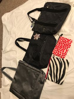 Set of 4 BATH & BODY WORKS makeup & tote bags gray black