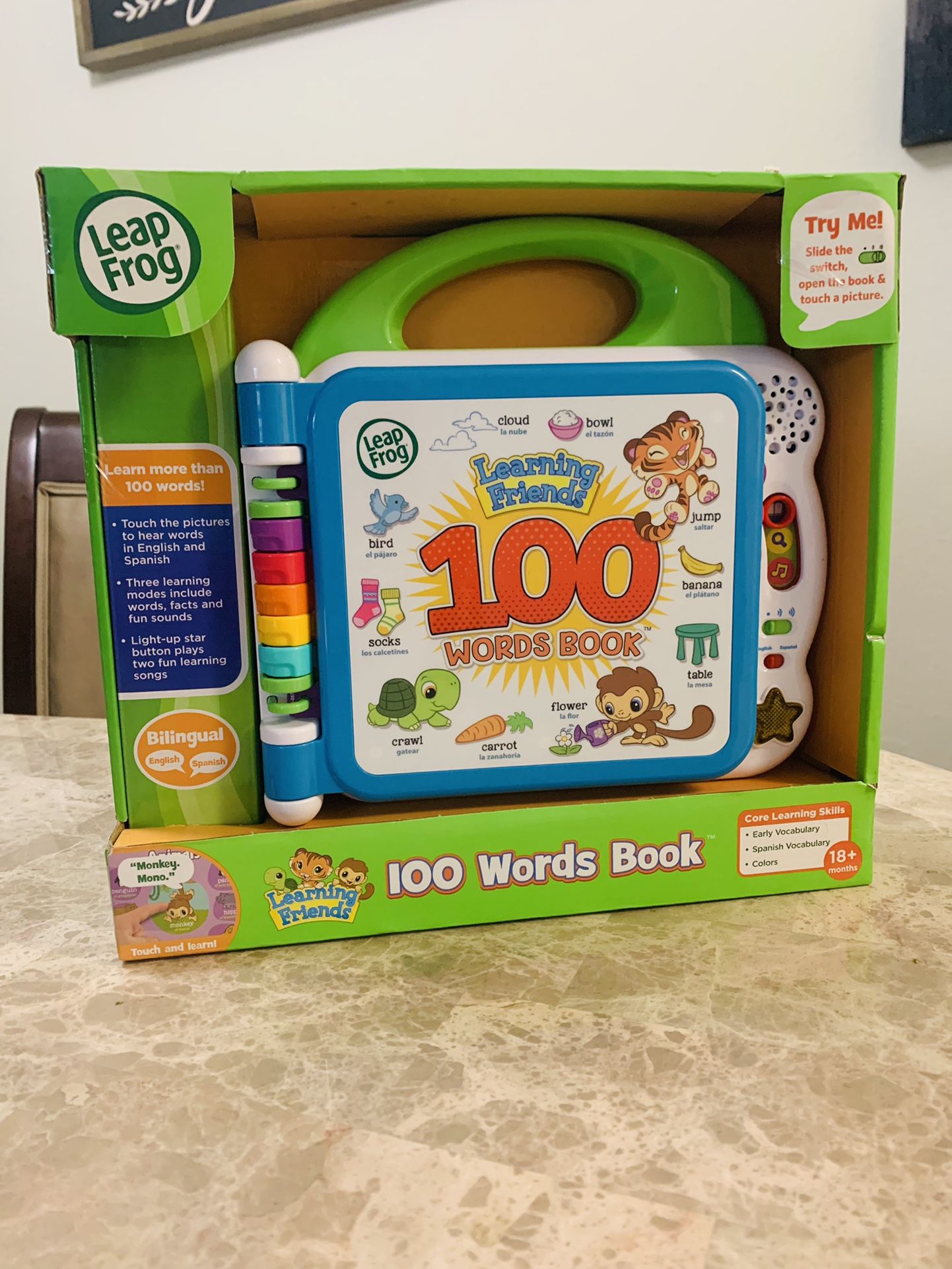 Leap Frog 100 Words Book W/ English & Spanish Settings