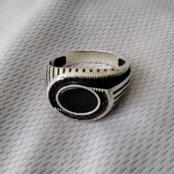 (Size 13) Black Onyx Sterling Silver (.925) Ring