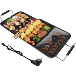 3-in-1 Electric Nonstick Griddle Grill 1800W,Teppanyaki Grill with Removable Temperature Control & Drip Tray for Pancakes Burgers Eggs,22"x 10.5"