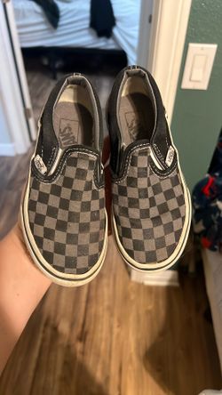 Black And Grey checkered slip on vans for toddlers