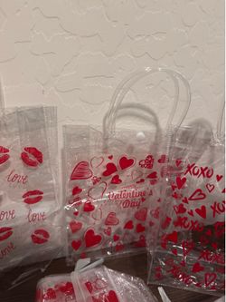 Pack of 24 Valentine's Day Clear Plastic Gift Bags Set