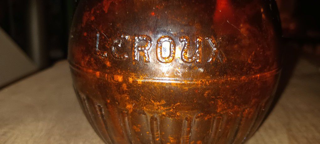 Vintage/Antique Late 1930-early 50s  Empty Amber Embossed Liquor Bottle