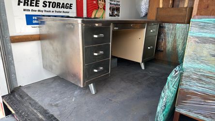 Vintage Metal Office Desk with Drawers