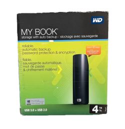 WD My Book 4TB External Hard Drive Storage USB 3.0 File Backup and Storage