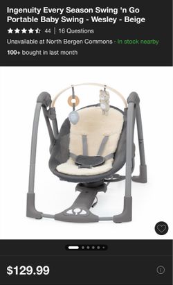 Ingenuity Every Season Swing 'n Go Portable Baby Swing - Wesley - Beige