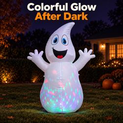 NEW Halloween 5.5FT Ghost with Rotating Color Lights Airblown Inflatable