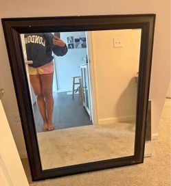 Large Wall Mirror with Dark Wood Frame