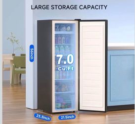 7.0 Cu.ft Upright Freezer, Convertible Freezer/Refrigerator, for Kitchen Garage