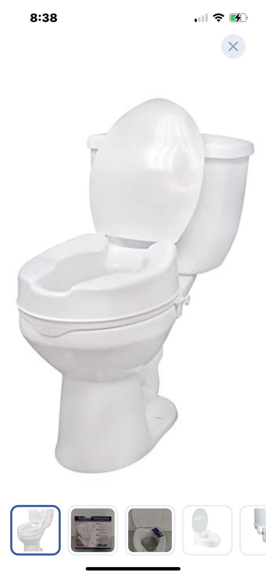 “New”Drive Raised Toilet Seat(4”) Locking Lid(retail$35)