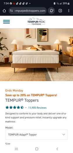 TempurPedic Mattress Topper King Size