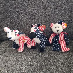 Beanie babies - Patriotic Elephant, Donkey And Bear