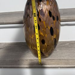 Vintage Hand Blown HEAVY Cased Art Glass Vase 15" ~ Sparkly