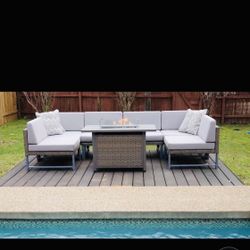 Aluminum Outdoor patio Furniture With Propane fire Pit Table