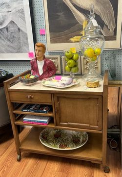 Mid Century Modern Serving Bar Rolling buffet Solid Wood
