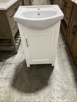 20" Solid Wood Bathroom Vanity Cabinet with Ceramic Sink (Open Box)