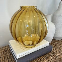 Rare Mid Century Modern Glass Amber Globe Lamp Shade Candle Holder Accent Lamp Light MCM Retro Vintage 