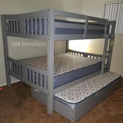 Full Full Twin Grey Bunkbed With Ortho Matres!
