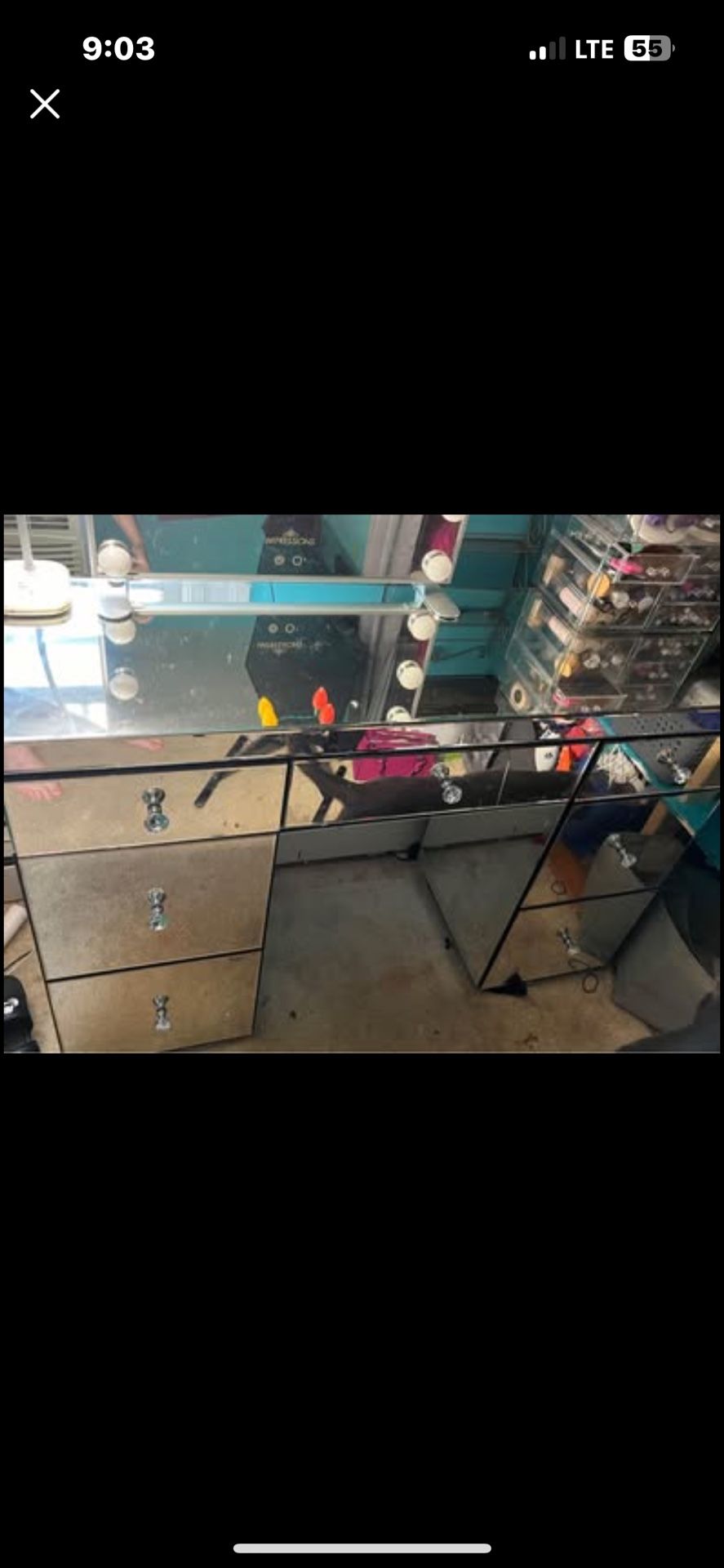 Impressions Vanity Mirrored Makeup Table/ Desk