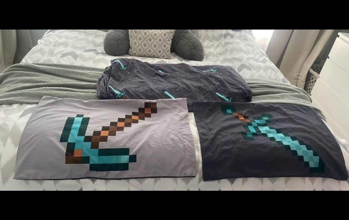 twin size minecraft sheet 2 pillow covers