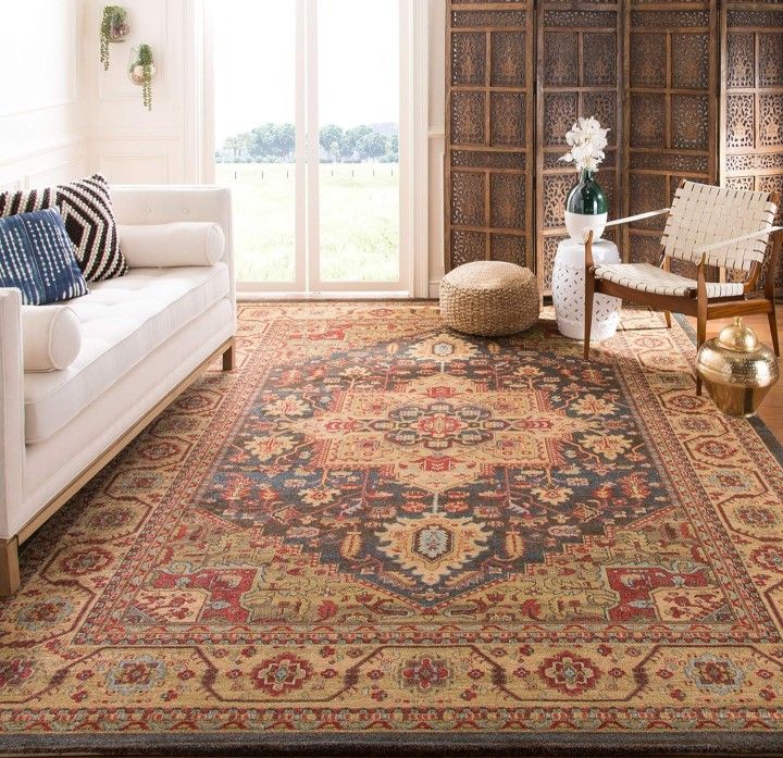Brand New Luxury Safavieh MAHAL NAVY NATURAL AREA RUG 8 X 10 Stain Resistant $559 New BNIB