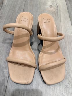 A New Day Nude Double Strap Heeled Sandals Size 5