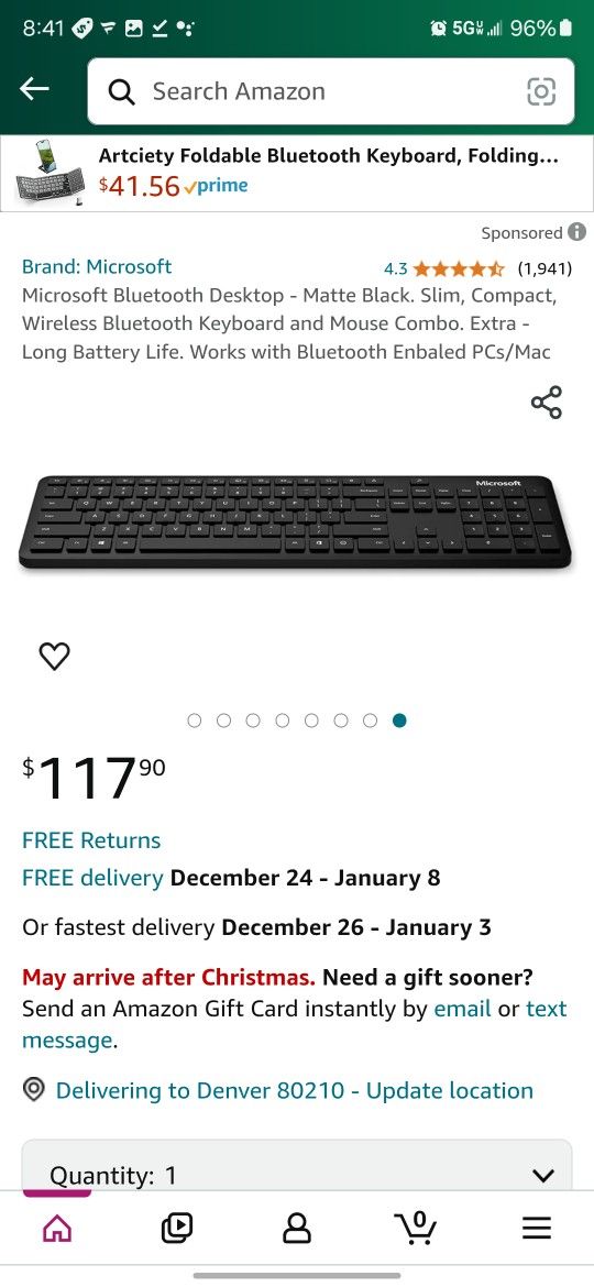 LIKE NEW MICROSOFT WIRELESS MOUSE AND KEYBOARD COMBO