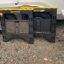 Pair of folding sawhorses