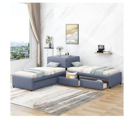 L Shape Twin Bed Frame $160