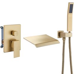 Upgraded Wall Mount Tub Filler Faucet with Handheld Shower, Modern Wall Mount...