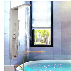 5 In1 Shower Panel Tower System Stainless Steel Commercial Waterfall Adjustable