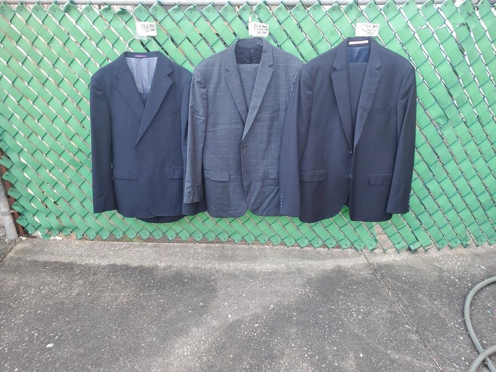 3 Mens Expensive Used Wool Suits. 42 Regular