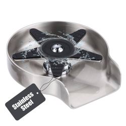 Pentagram Fan Blade Sink Glass Rinser for Kitchen Sink in Brushed Nickel