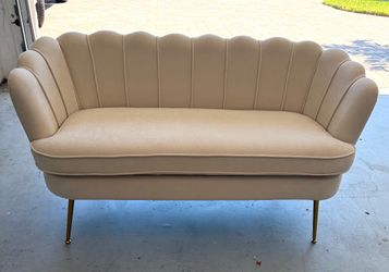 Chenille-beige love seat