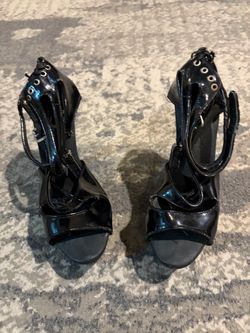 Black Patent Leather Strappy Heels