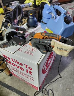 Belt sanders, low presure sprayer, disc sander, radiator tester