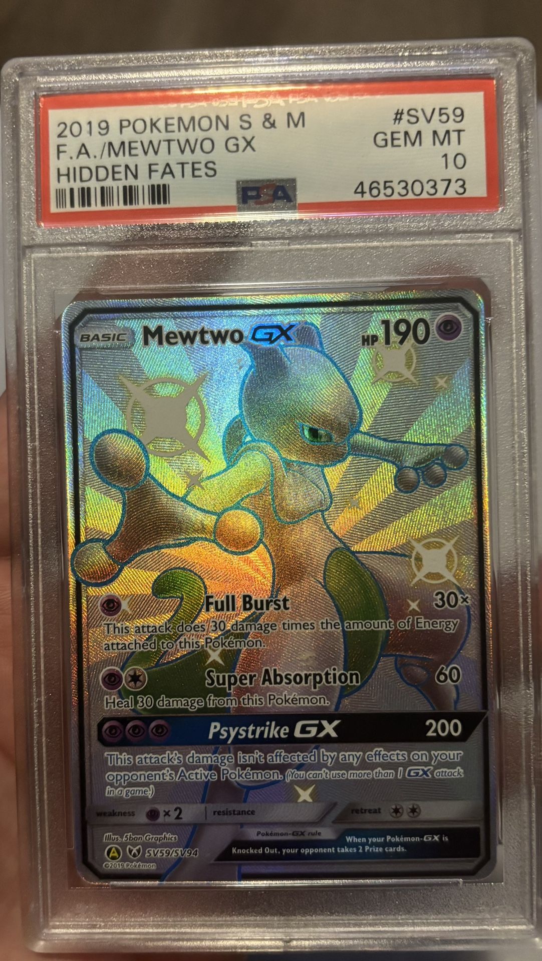 Mewtwo GX Hidden Fates Shiny Vault Pokemon 2019 PSA 10