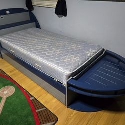 Kids Twin Boat Bed With Trundle Bed Pull Out