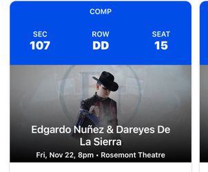 2 Tickets EDGARDO NÚÑEZ Y DAREYES DE LA SIERRA
