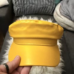 Yellow Faux Leather Hat 