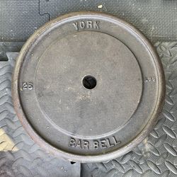 ONE Single (1) 25 lb Standard 1” weight x1 25lb NOT weights 25lbs lbs cast iron for Barbell Bar York Vintage