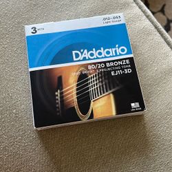 D’Addario Acoustic Guitar Strings 12-53