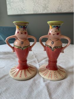 Set of vintage whimsical candleholders