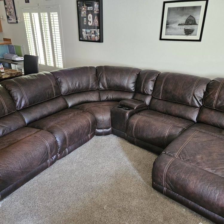Leather Brown Sectional 