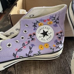 Customized Converse Embroidered Shoes Converse Chuck Taylor 1970s Embroidered Flowers and plants Converse Shoes