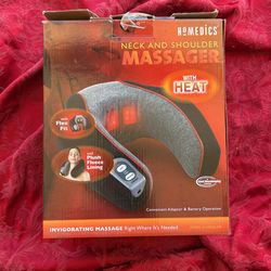 Description Homedics NMSQ-200 Neck and Shoulder Massager w/ Heat. 2 Speeds, batteries and adapter driven Not recommended for use by diabetics. Feature