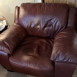Beautiful Genuine All Leather Overstuffed Chair