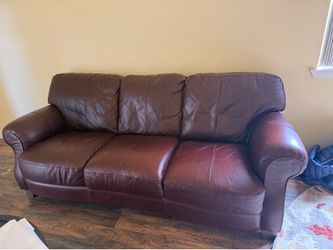 Natuzzi Red/Brown Leather Sofa