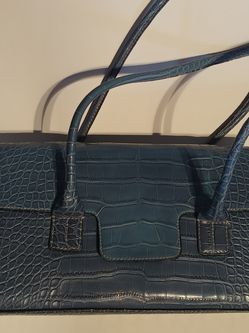 Tommy-Hilfiger-Purse-Blue-Faux-Alligator-Reptile-Length
