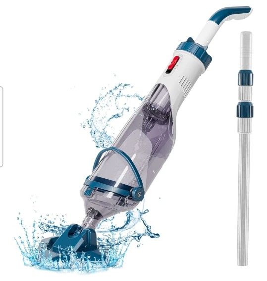 NIB Pool Vacuum for Above Ground Pool with a Telescopic Pole, Running time up to 1H, T403 Handheld Rechargeable Pool Cleaner with Powerful Suction up
